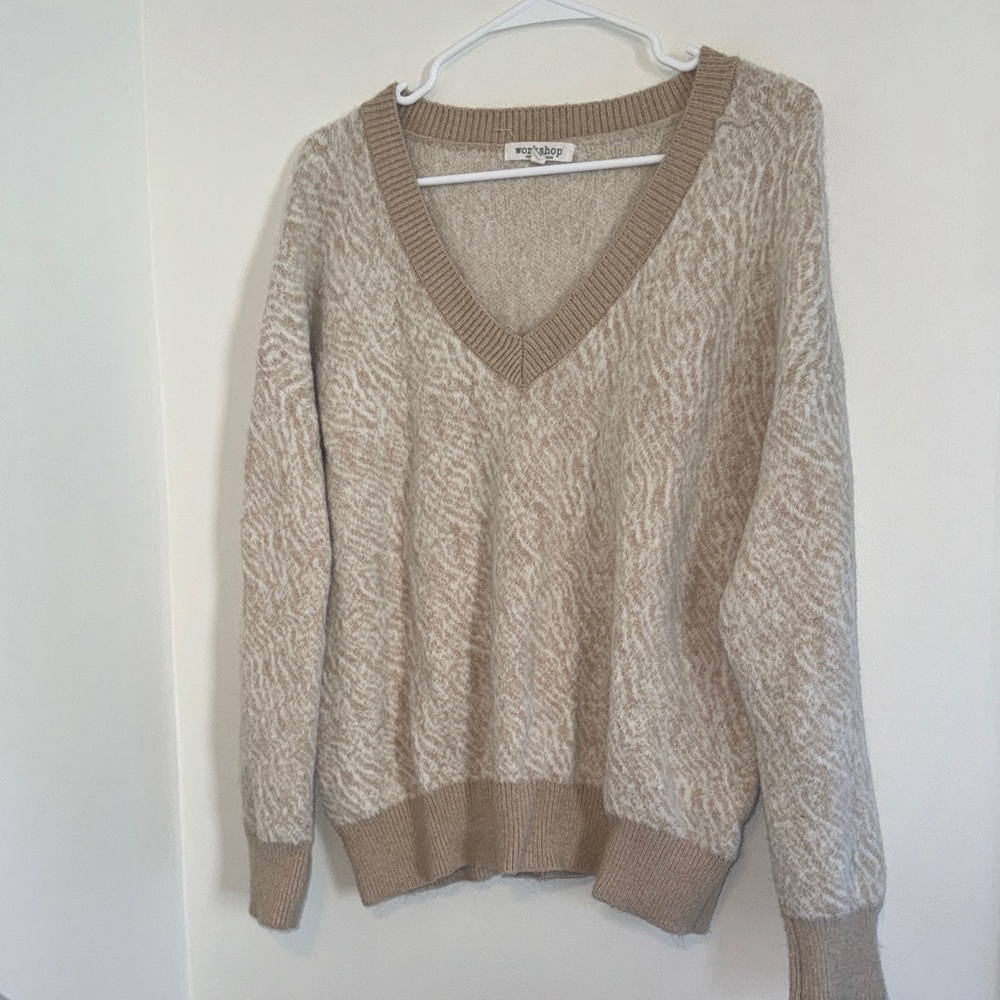 Workshop Republic Clothing Beige V-Neck Sweater